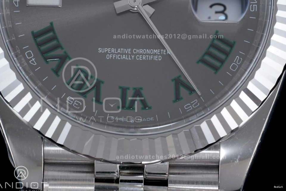 Green SS Clean SS 1:1 904L Datejust Best Roman Dial Steel SH3235 41 Bracelet on Edition Gray 0226